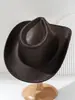 Sombrero de Vaquero Unisex de Cuero PU con Forma de Gota, Ala Ancha y Diseño Curvo, Patrón de Mármol Marrón Vintage, Adecuado para Fiestas en Ranchos