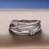 Anillo de moda para mujer con incrustaciones de circonitas y hermosas líneas geométricas, superventas transfronterizas de Cao Shi, anillo de joyería