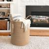 Cesta de Lavandería Nórdica de Tubo Alto de Algodón y Lana con Asa Decoración Cesta de Almacenamiento Miscelánea Juguetes Cesta de Almacenamiento Dormitorio Balcón Almacenamiento