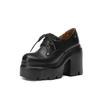 Zapatos de tacón súper alto de cuero genuino para mujer de primavera y otoño con suelas gruesas, tacones de plataforma gruesos con cordones, zapatos de plataforma versátiles para mujeres menudas
