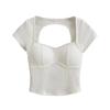 Estilo Desejo Puro Estilo Garota Popular Extensões Femininas Top Costas Nuas com Detalhe Traseiro Kink Manga Curta Nova Camiseta Justa