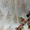 Tela de Malla con Lentejuelas Bordadas de 3 mm Bordado de Puntos Bordado con Perlas Cheongsam Tela Bordada Plana Bordada