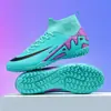 Zapatos de fútbol de caña alta transfronterizos de diseño asimétrico césped AG tacos largos hombres mujeres niños adolescentes estudiantes zapatos de entrenamiento al por mayor
