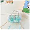 Bolso para niños Nuevo lindo bolso de mano con lazo para niña con perlas estilo princesa Chanel, bolso bandolera con cadena, monedero
