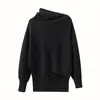35 Caxemira 2026 Outono Novo Feminino Irregular Assimétrico Ombro Base Camiseta Doce Estilo Cor Sólida Assimétrico Ombro Suéter Quente