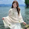 Pañuelo de Seda Artístico Estampado Vintage 2026 Otoño Temprano Nuevo Nicho Versátil Pañuelo Protección Solar Aire Acondicionado Chal Accesorio