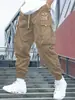 Novas calças cargo masculinas de comércio exterior transfronteiriço para primavera e outono, multi-bolsos, cintura elástica com cordão, estilo moletom jogger, atacado e dropshipping
