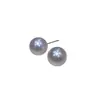 Aretes de Perla Pequeña Tipo Bombilla de Oro de 18 Quilates Casi Impecables 9-13mm Plata S925 Alto Brillo Vintage de Alta Gama Joyería de Julio