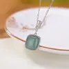 Yilu Prata Esterlina S925 Banhado a Ouro Jade Hetian Safira Jadeíta Âmbar Âmbar Sangue Quadrado Geométrico Cinco Elementos Pingente Pingente