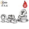 Tuerca hexagonal con brida de EE. UU. de acero inoxidable 304, tuerca antideslizante con brida UNC en pulgadas de 1/4, 5/16, 3/8 y 1/2