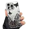 Funda Protectora para Teléfono Mariposa de Encaje Negro 2026 Manzana 16 Hilo de Pluma 15 Nicho 17/14Promax