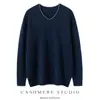Suéter de Cachemir 100% Puro para Hombre, Engrosado, Cuello en V, Informal, de Punto, Manga Larga, Prenda Base, Nuevo Estilo Otoño e Invierno 2025