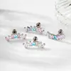 Clavos para Hueso de Oreja Geométricos Curvos Dulces y Exquisitos Micro-Pavimentados con Circonita Hensen Pendientes de Piercing Elegantes de Alta Gama para Chicas