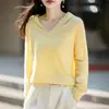 Sudadera con Forro de Polar para Mujer, Nueva Colección Otoño/Invierno, Suéter de Punto Premium de Manga Larga, Color Sólido, Lana Cachemira, Corte Holgado