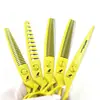 Tijeras de Peluquería Naipson Amarillas, Tijeras para Cortar el Cabello, Tijeras para Flequillo Recto, Dientes de Astas, Dientes de Espina de Pescado, Tijeras Dentadas Sin Marca