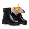 Dropshipping Sapatos de Couro Femininos Estilo Britânico, Botas Femininas, Sapatos Femininos de Veludo de Inverno, Sapatos de Algodão de Salto Alto, Botins de Sola Grossa