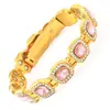 Pulsera Magnética de Moda Color Oro Rosa y Diamante Verde para Mujer, Pulsera Magnética con Esmeralda Cuadrada Grande Incrustada con Diamantes, de TikTok Transfronterizo