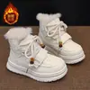 2026 Botas de Nieve Forradas de Felpa Nuevas para Niñas Botas de Invierno Cálidas para Niños Zapatos de Algodón de Caña Alta Suela Suave Antideslizante Botas Cortas para Niños