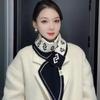 Bufanda para Mujer Otoño e Invierno Estilo Popular de Celebridad de Internet de Alta Gama Estilo K Versátil Estudiante Protector de Cuello Cálido Bufanda Pequeña Procesamiento y Personalización
