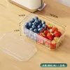 Caixa de frutas de duas grades cozinha porcionamento caixa de almoço para piquenique compartimentada infantil portátil caixa de conservação de alimentos caixa de armazenamento de temperos