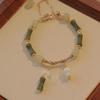 Nueva Pulsera China Retro Verde Sección de Bambú Diseño Nicho para Mujer Moda Versátil Pulsera de Sección de Bambú con Cuentas Fresca