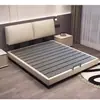 Cama Minimalista Estilo Italiano para Uso Doméstico em Couro Genuíno, Modelo Novo Simples de Cama Grande para Quarto Principal, Cama de Casal com Armazenamento, Cama de Casamento, Cama Grande em Couro Genuíno