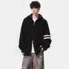 Novo suéter de malha com capuz outono e inverno para homens, jaqueta cardigã de três listras, estilo old money, atacado de fábrica transfronteiriço