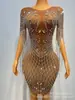 Saia Longa de Renda com Franjas Cor Tan, Vestido Elegante Justo com Mangas Curtas em Losango, Fantasia para Festa, Festa de Formatura, Performance