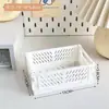 Caja de Almacenamiento Plegable para Escritorio de Dormitorio Estudiantil Cesta de Almacenamiento para Cosméticos Femeninos Papelería Colocación Plástico Cesta Pequeña
