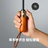 Paraguas de mango de madera maciza de 16 varillas, automático, tamaño grande, protección UV, recubrimiento negro, plegable, paraguas publicitario, paraguas de regalo para negocios, al por mayor