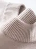 Novo suéter masculino de cashmere com gola alta parcial para outono e inverno, suéter de malha grossa de cor sólida, camisa básica casual de negócios