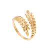 Anillo Abierto de Acero de Titanio con Forma de Hoja Transfronterizo para Mujer, Anillo Ajustable para Dedo Índice, Estilo Fresco y Único, Nuevo Modelo 2024