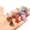 1569-amor chave pedra de cristal natural amor chaveiro coração bloqueio pingente DIY joias pendentes criativas