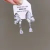 Pendientes Redondos Plegados con Borlas Tachonados de Pedrería Estilo Retro Europeo y Americano, de Moda y Versátiles, con un Toque de Lujo Ligero y de Alta Gama