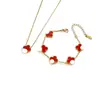 Conjunto de Pulseira, Colar e Brincos de Aço Titânio Popular Transfronteiriço 13mm Trevo de Cinco Folhas, Joias de Trevo de Quatro Folhas 18K Atacado
