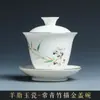 Gaiwan de Porcelana Branca Beauty Pintado à Mão Tigela de Chá San Cai Conjunto de Chá Kung Fu Infusor de Chá Cerâmico Único Uso Doméstico Xícara de Anfitrião