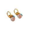 Pendientes Chinos Originales Estilo Nuevo Cristal Rosa Hebilla de Oreja Melocotón Turquesa Retro Pendientes de Esmalte Exquisitos de Alta Calidad para Mujer