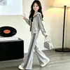 Conjunto de Sudadera para Niñas Primavera y Otoño 2026 Nuevo Casual Estilo Coreano Niña Niños Medianos y Grandes Sudadera Rayada Pantalones Acampanados Moderno