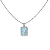 Diseño Original Serie de Circonita Azul Cuadrada Moda para Mujer Versátil Collar de Gama Alta Pendientes Anillo Joyería al por Mayor