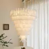 Candelabro de Lujo Ligero Estilo Francés para Sala de Estar, Candelabro Grande de Vidrio Hecho a Mano Estilo Retro Americano para Escaleras de Herradura, Luminaria para Dormitorio Principal y Comedor