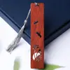 Conjunto Marcador de Página Folha de Lótus Libélula Borboleta Flor Sândalo Borla Marcador de Página Vazado Cultural e Criativo Requintado Presente Decorativo