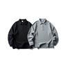 Roupas Vintage 25 Outono Novo Retro Americano Simples Cor Sólida Meio Zíper Gola Reversível Solta Versátil Ombro Caído Moletom