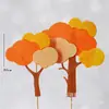 Bolo Assado Decoração Feltro Amarelo Árvore de Outono Animal da Floresta Plug-in para Bolo Vestir