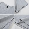 Top de cuello en V de manga corta de 100 kg de largo medio holgado con abertura lateral camiseta para chica gorda 2387 talla extra grande