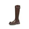 Fivela de cinto versátil para emagrecer, botas de cavaleiro com bico redondo, salto grosso de 5,5 cm, sola grossa, versáteis para o trajeto diário, botas femininas estilosas