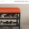 Banqueta para zapatos, Taburete para cambiarse los zapatos, Zapatero, Taburete de hierro para el hogar con cojín de bolsa suave de cuero, Banqueta larga para la entrada, Almacenamiento de lujo accesible, Nuevo estilo