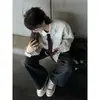 Camisas Listradas de Manga Longa Estilo Hong Kong Retrô para Homens e Mulheres no Outono Novas Versáteis para o Trabalho Soltas Estilo Preguiçoso Camisas Chiques