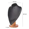 Soporte de Exhibición de Collares de Madera Maciza Color Nogal Maniquí de Cuello para Collares Soporte de Joyería para Colgantes Cuello para Retratos Joyería para Cuello Superficie de Cuero y Terciopelo