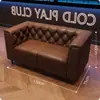 Sofá de cigarros personalizado estilo vintage americano, asientos de cabina privada para club de bar, juego de mesa de café y taburetes altos para bar de bistró