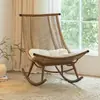 Cadeira de Balanço, Cadeira Reclinável, Cadeira de Sesta para Adultos em Varanda de Jardim em Casa, Cadeira de Balanço Preguiçosa, Cadeira para Idosos, Cadeira de Rattan para Pátio Externo
